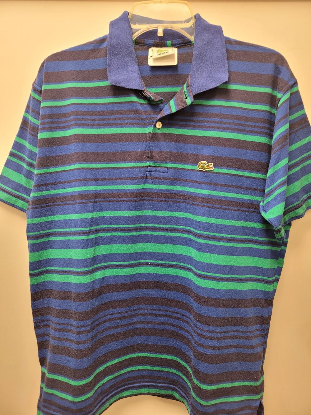 Lacoste Blue and Green Striped Polo Shirt VINTAGE
